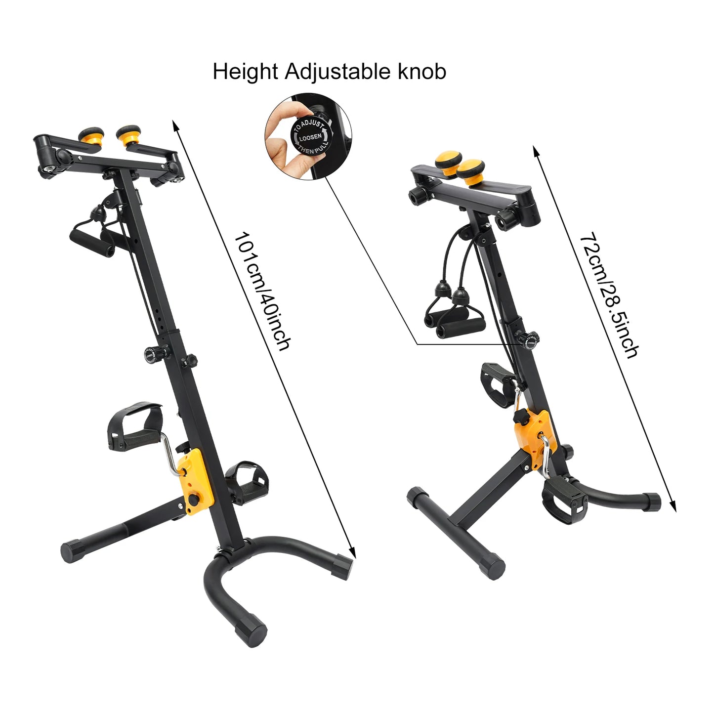 Folding Pedal Exercise Bike Height Adjustable Fitness Equipment for Seniors Home Cycling Gym with All Accessories