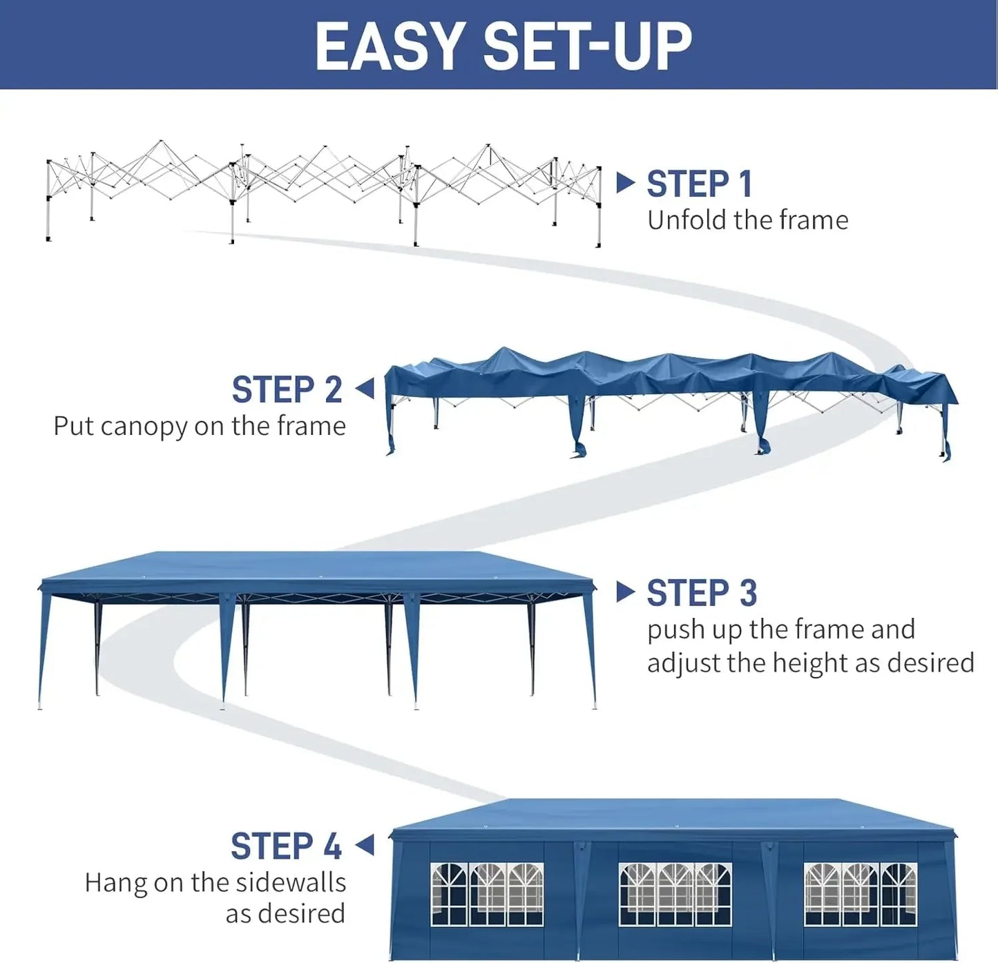 10x30 Pop Up Canopy Tent with Sidewalls,Outdoor Gazebo Canopy Tent,Patio Event Tents Outdoor Commercial Canopy for Parties(Blue)
