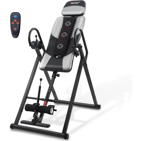 Inversion TableAdvanced Heat and Massage Function Strength Training Inversion Table for Back Pain Relief Heavy Duty Inversion T