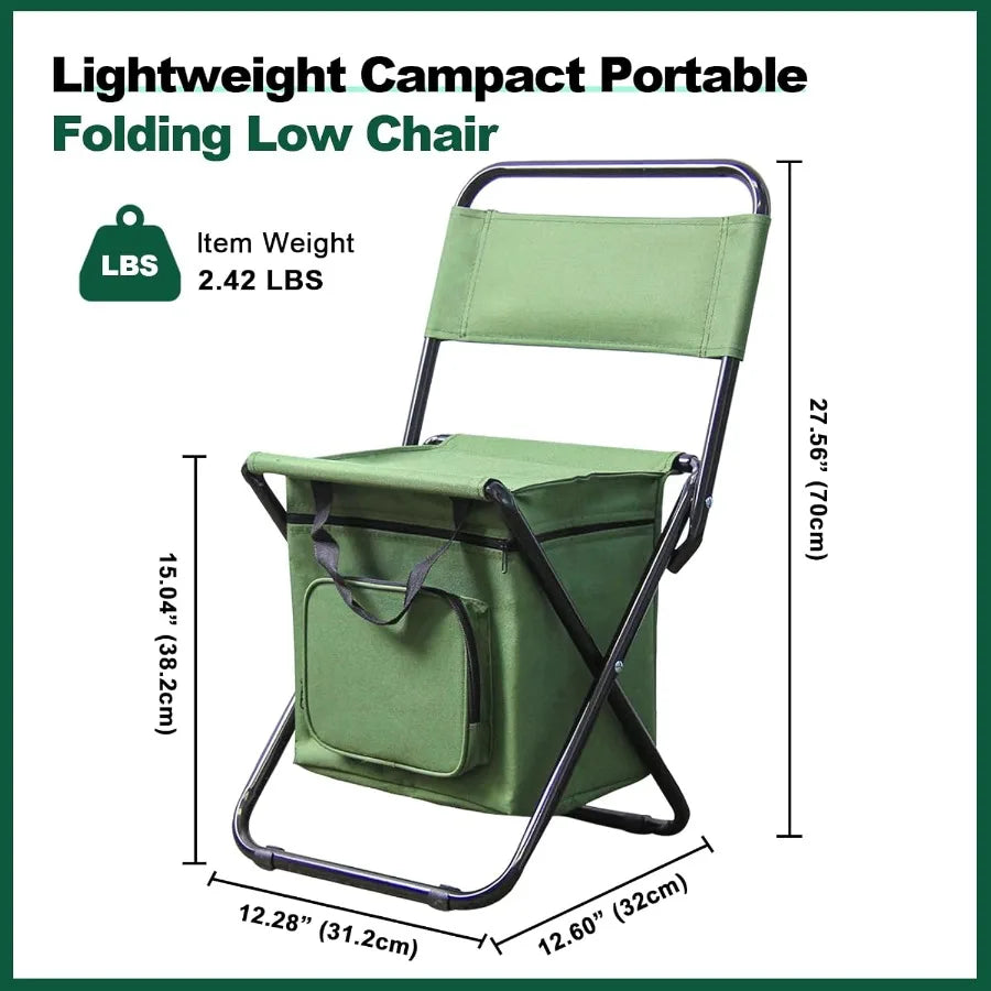 Fold Portable Foldable Fishing Chair With Cooler Bag And Backrest