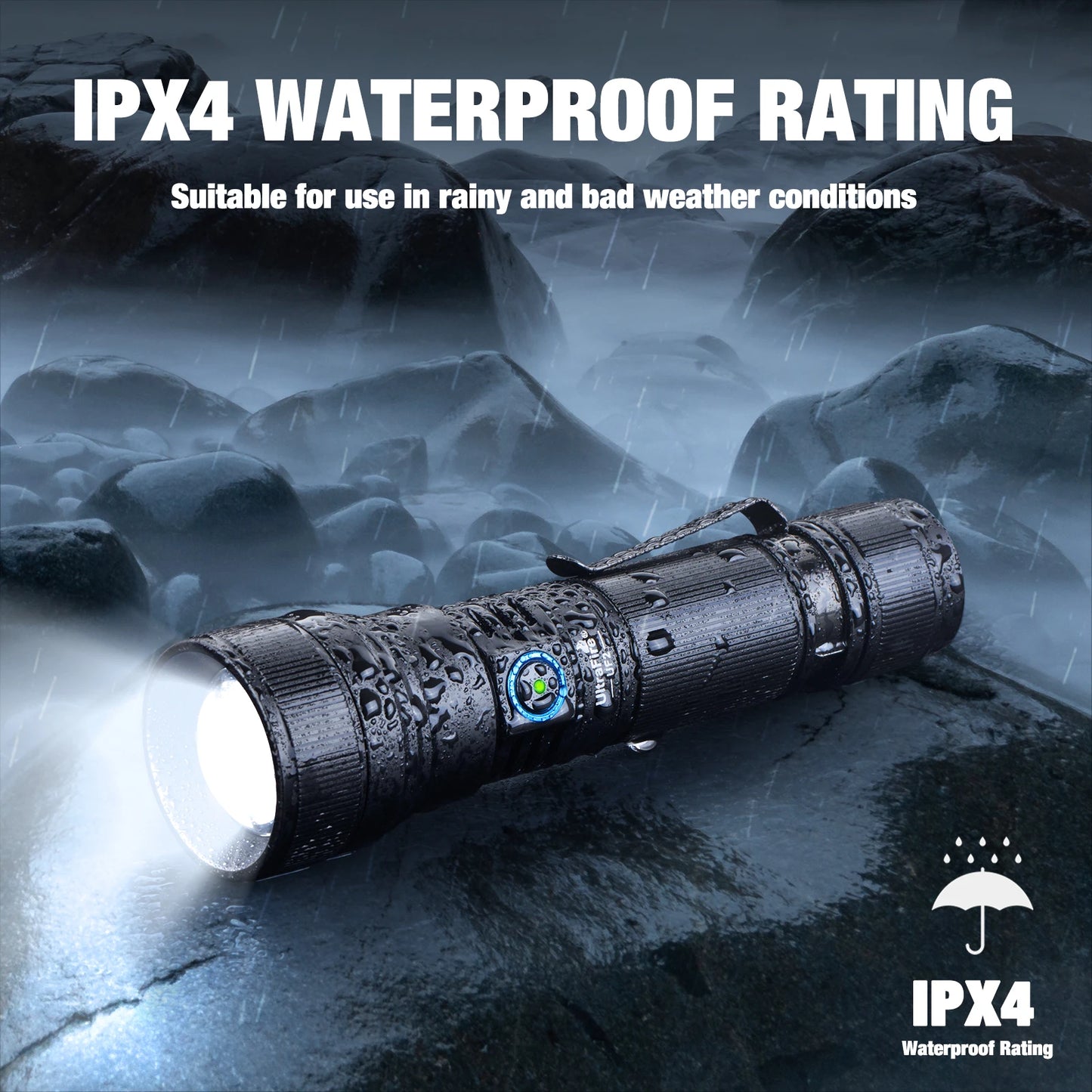 UltraFire UF2 21700 LED Flashlight 1500 Lumens 550M Zoomable Outdoor Lamp USB C Rechargeable Torch with Magnetic Tail for Hiking