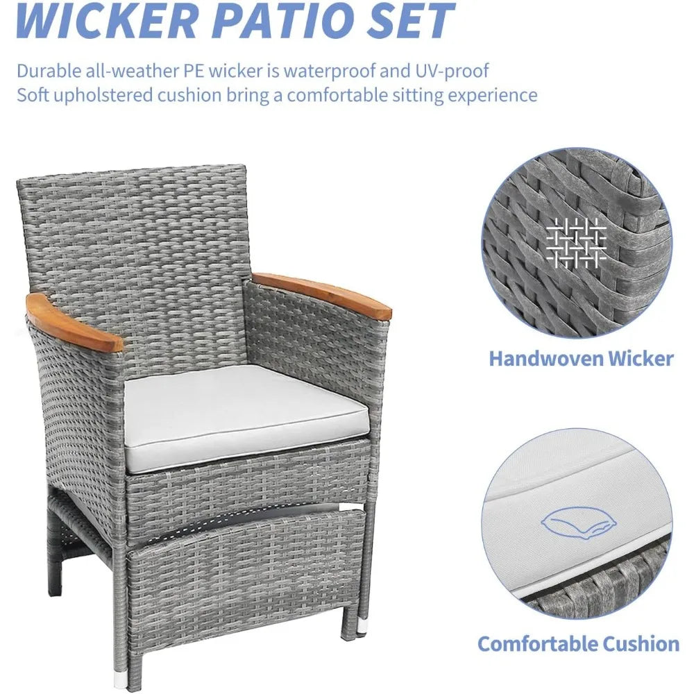 5 Piece Outdoor Patio Furniture Set With Table And Ottoman