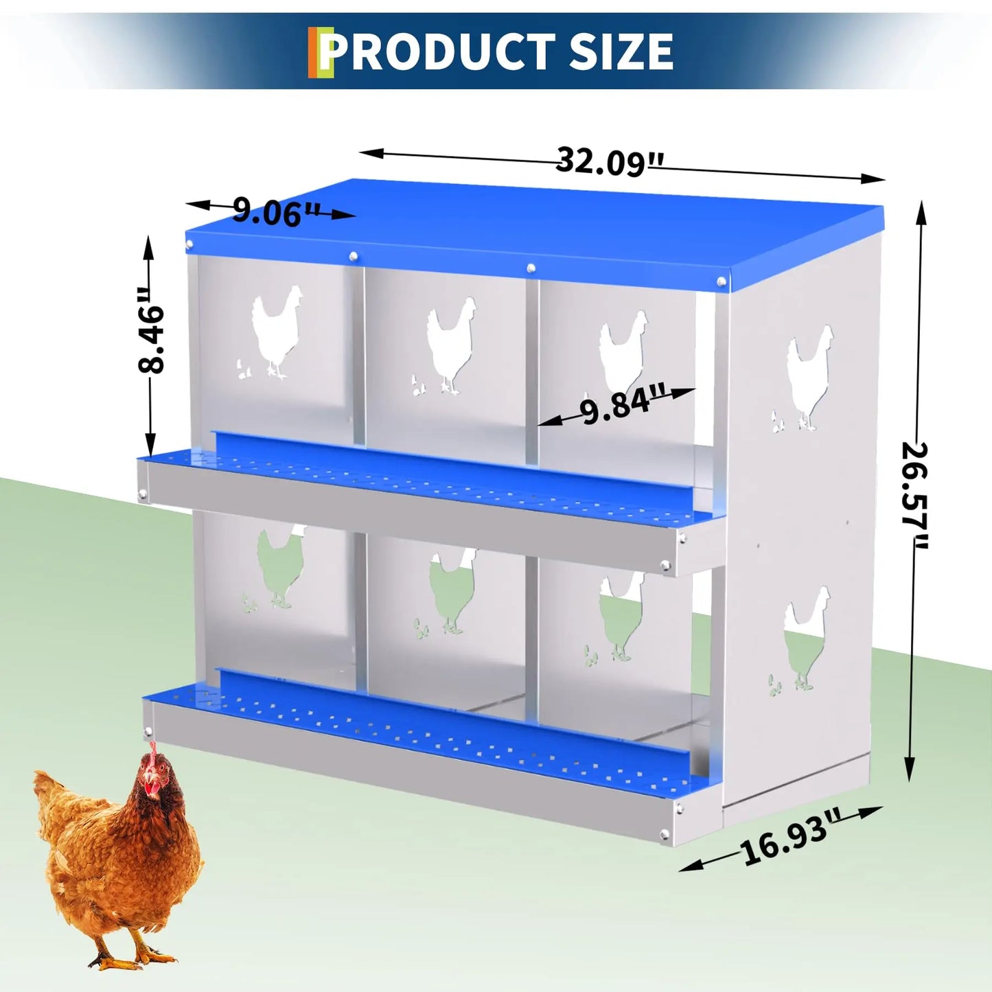 Galvanized Chicken Nest Box For Laying Eggs With Vents