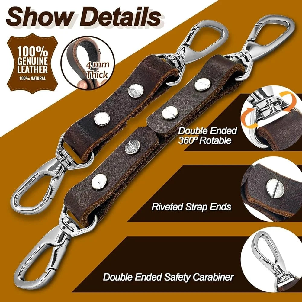 Durable Leather Dog Collar Clip Escape Proof Harness